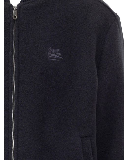 Etro Blue Zipped Bomber Jacket for men