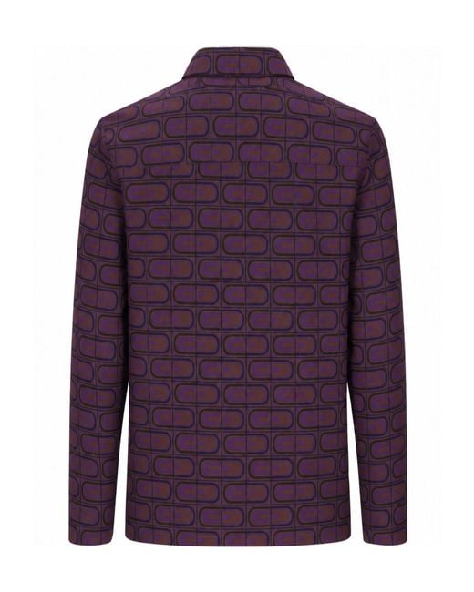 Laura Urbinati Purple Geometric-Print Piping-Detail Pajamas Top