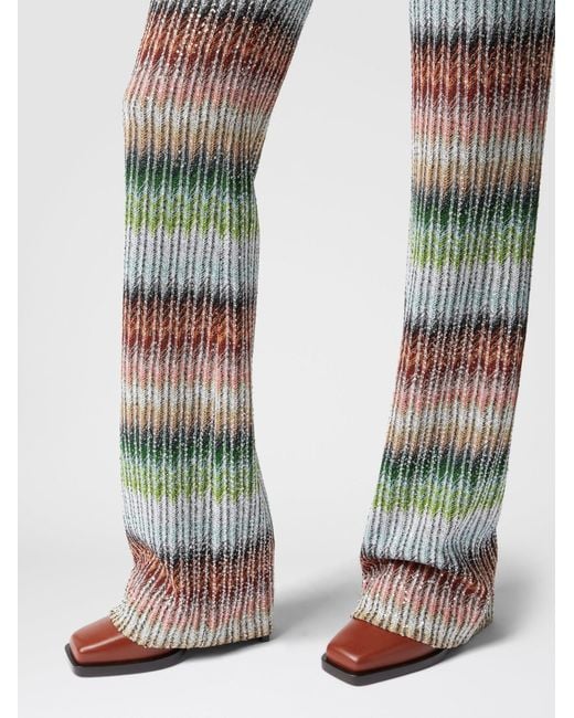 Missoni Green Gradient Zig-Zag Knitted Flared Trousers