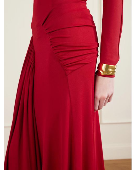 Rabanne Red Rabanne Draped Jersey Midi Skirt