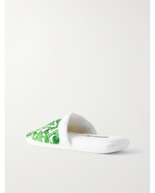 Dolce & Gabbana Green Mediterraneo-Print Slippers