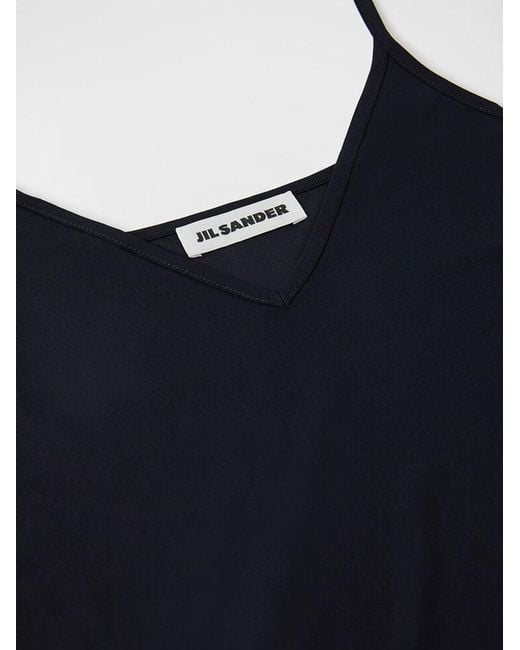 Jil Sander Black V-Neck Sleeveless Slip Mini Dress
