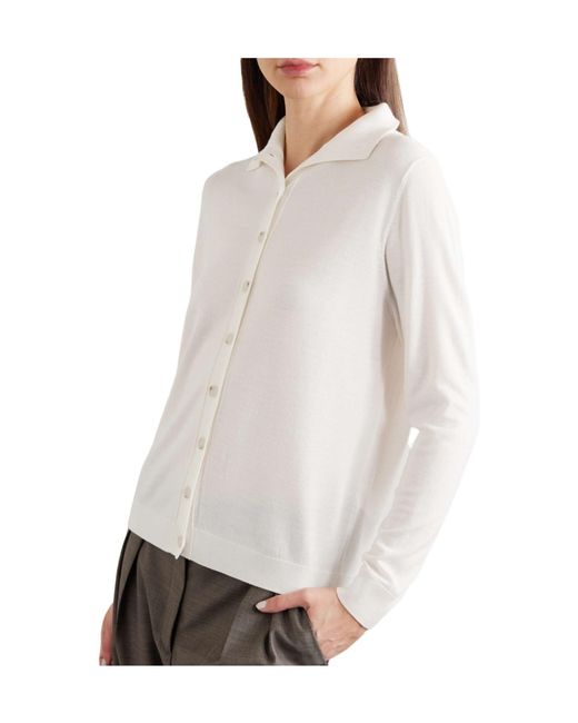 Allude White Wool Cardigan