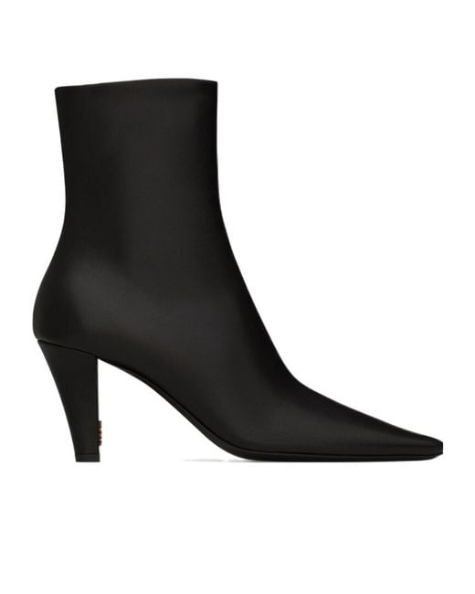 Saint Laurent Black Jill Square Pointed-Toe Ankle Boots