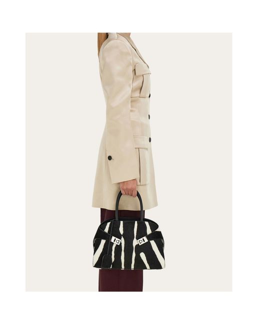 Ferragamo Black Ferragamo Hug Small Printed Tote Bag