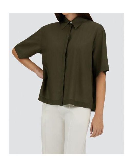 Herno Green Short-Sleeve Boxy Shirt