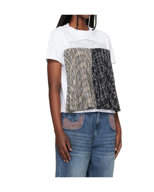 ANDERSSON BELL Blue Studded Pleated Blended T-Shirt