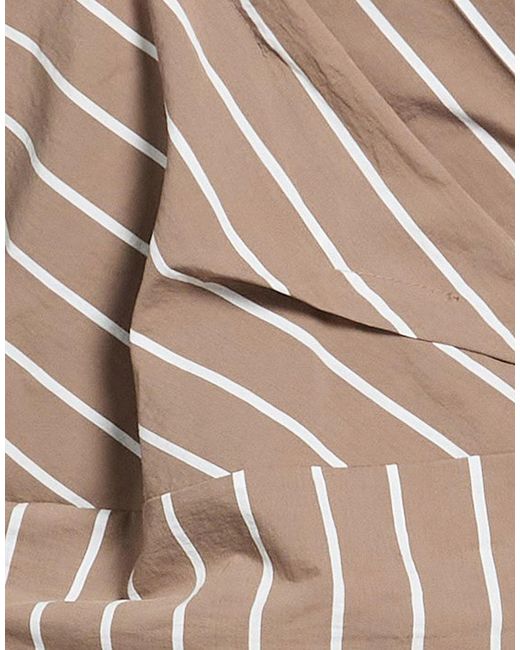 Brunello Cucinelli Natural Striped Short-Sleeve Dress