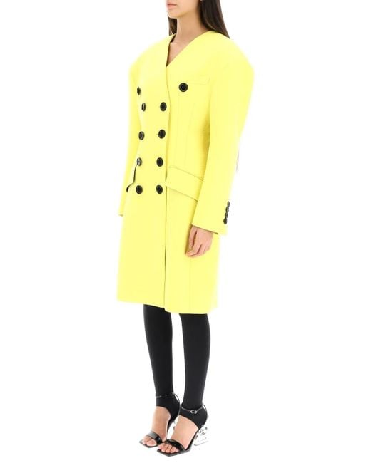 Dolce & Gabbana Yellow Double-Breasted Drop-Shoulder Coat