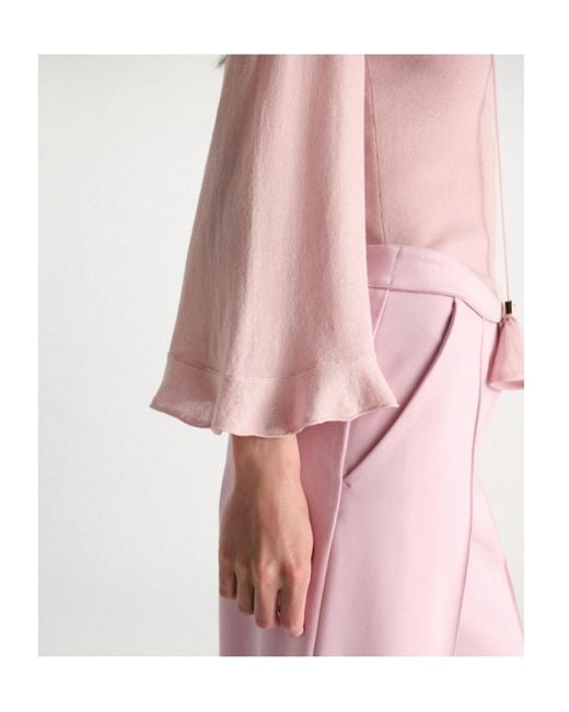 Dorothee Schumacher Pink Refined Essentials Lace-Up Flared-Sleeve Sweater