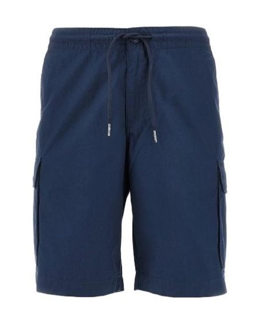 Emporio Armani Blue Button Detailed Drawstring Shorts for men