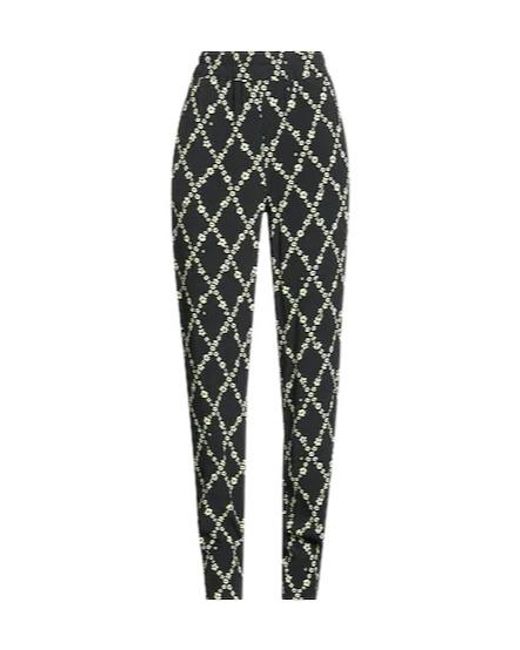 Ganni Black High-Waisted Floral Printed Tapered Pants