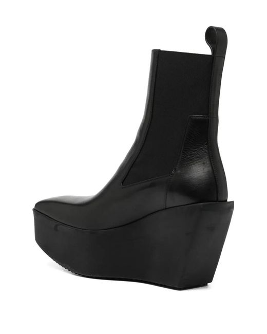 Rick Owens Black Square-Toe Ankle Boots