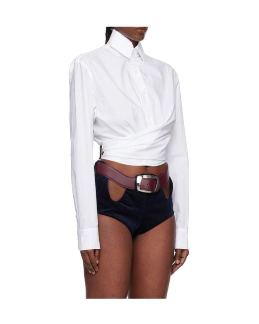 Jean Paul Gaultier White Wrapped Cropped Shirt