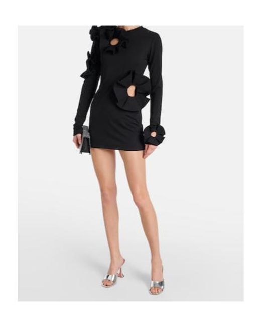 Area Black Cotton-Blend Mini Dress