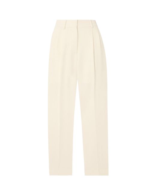 Blazé Milano White Pleated Straight-Leg Pants