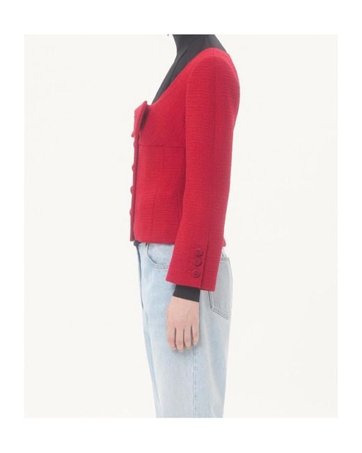 Valentino Red Bow Detailed Button-Up Jacket