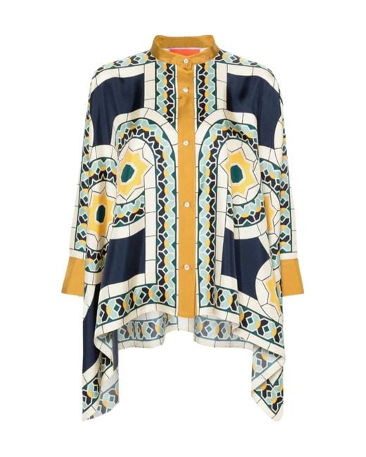 LaDoubleJ White Foulard Geometric Pattern Blouse