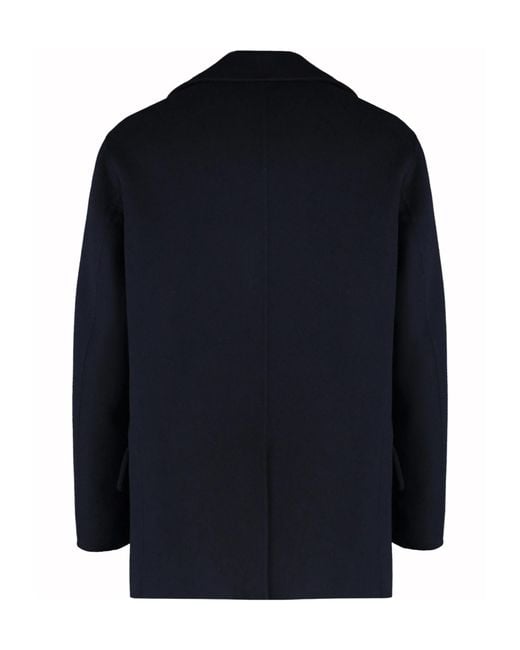 Umit Benan Blue Double-Breasted Coat for men