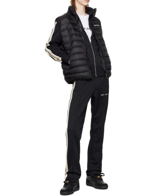 Palm Angels Black Logo Embroidered Zipped Track Jacket for men