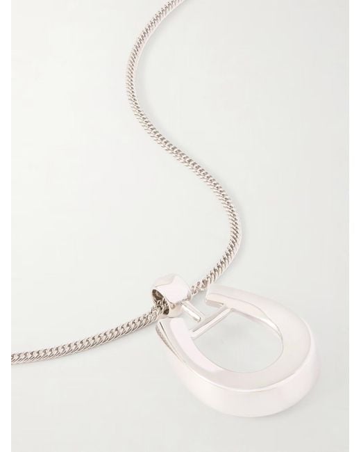 Jil Sander White Horseshoe-Pendant Necklace