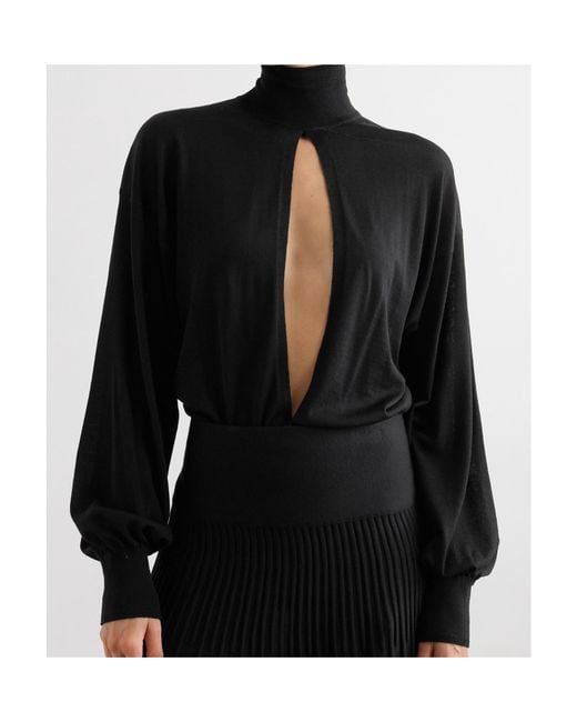 Alaïa Black Turtleneck Long-Sleeve Bodysuit