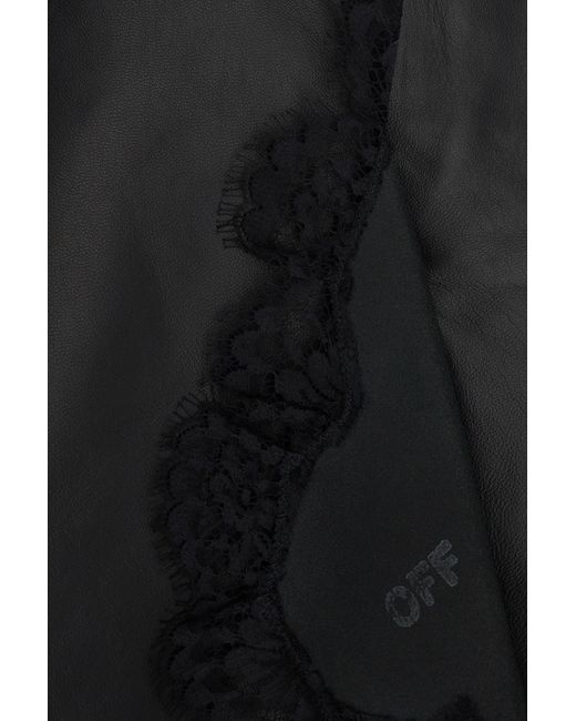 Off-White c/o Virgil Abloh Black Lace-Trim V-Neck Top