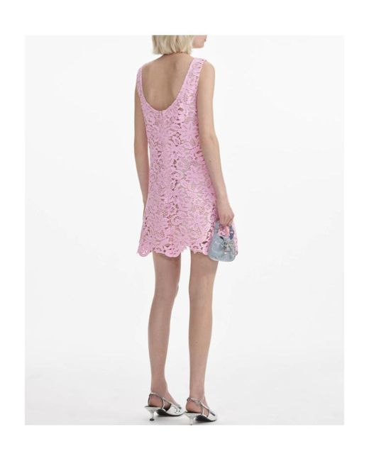 Self-Portrait Pink Floral Lace Mini Dress