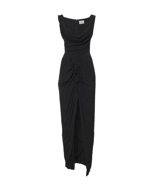 Vivienne Westwood Black Panther Gathered Asymmetric Maxi Dress