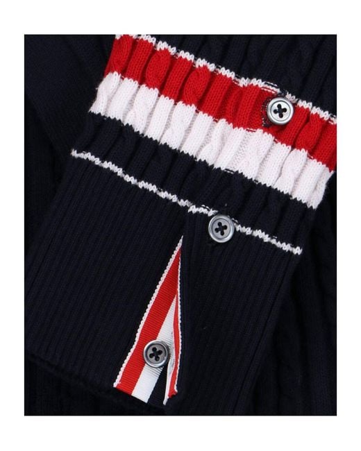 Thom Browne Blue Striped Ribbed Cardigan for men
