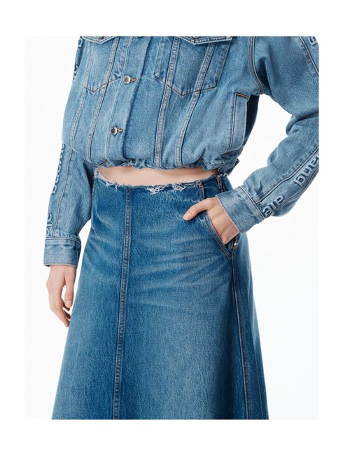 Alexander Wang Blue Logo Patch A-Line Denim Skirt