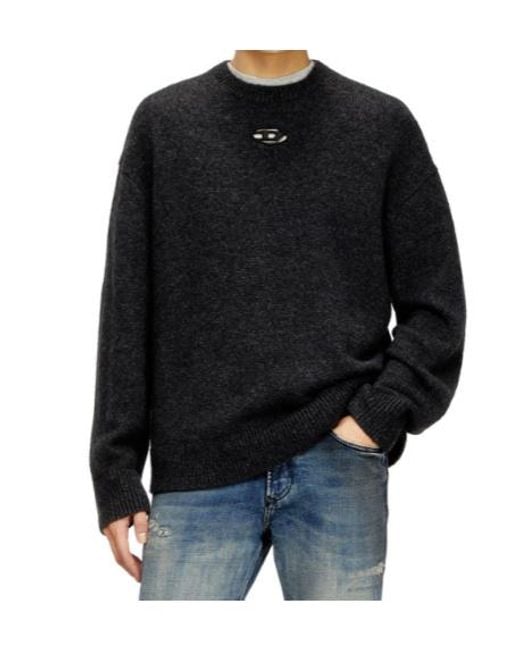 DIESEL Black M-Areeta Oval D Logo Knitted Jumper for men