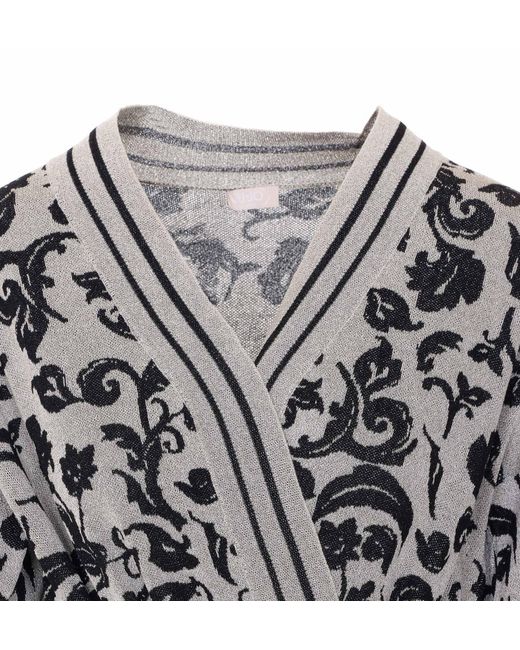 Liu Jo Gray Belted Floral Knitted Jacket