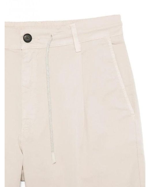 Eleventy White Drawstring Pleated-Front Shorts for men