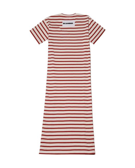 Jil Sander Red Striped Maxi Dress