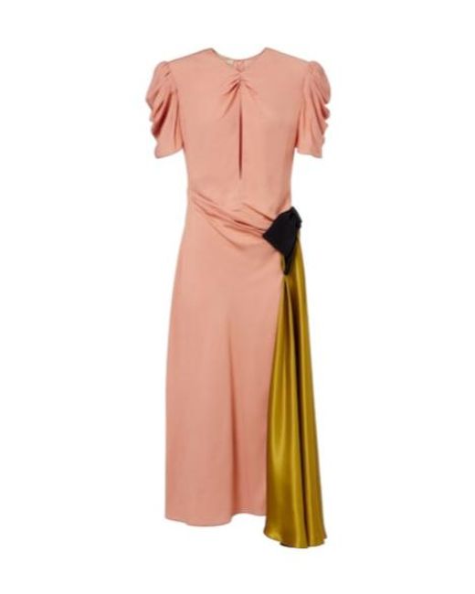 Valentino Pink Bow-Detail Draped Midi Dress