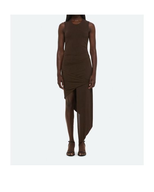 Helmut Lang Brown Twisted Drape Dress