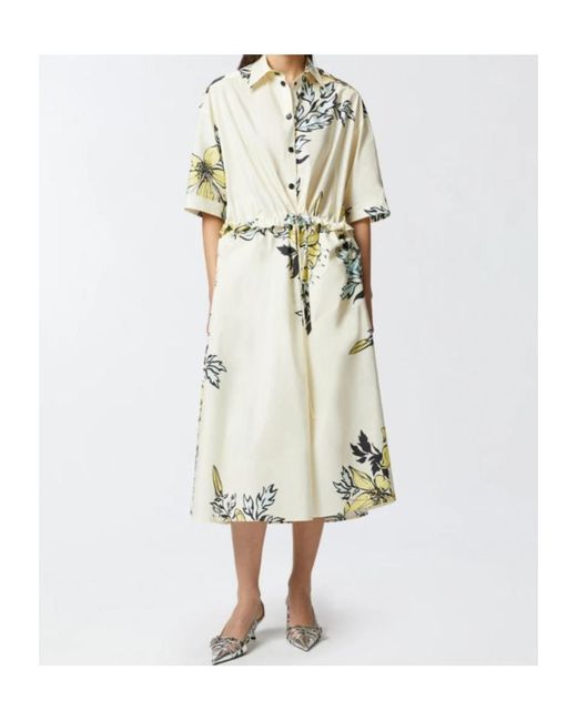 Pinko White Floral-Print Shirt Dress