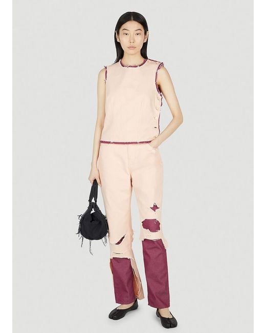 Raf Simons Natural Button Fastened Layered Raw-Cut Hem Tank Top