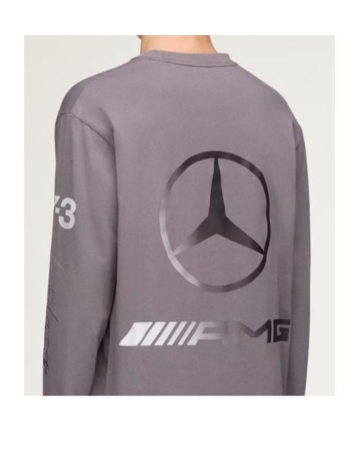 Y-3 Gray Mercedes Chaos Logo Long Sleeve T-Shirt for men