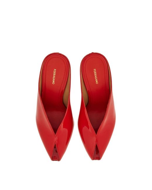 Ferragamo Red Peep Toe Mule
