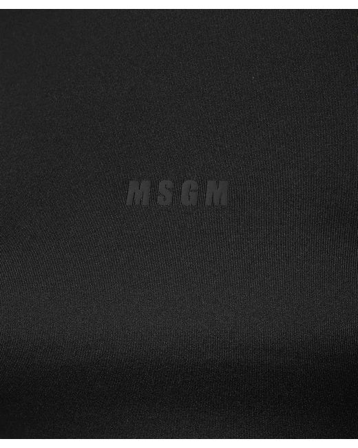 MSGM Black Logo-Printed Crewneck Cropped Top