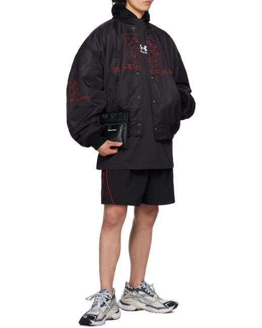 Balenciaga Black Logo Embroidered Tracksuit Shorts for men