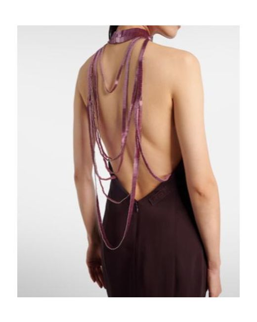 The Attico Purple Embellished Satin Gown