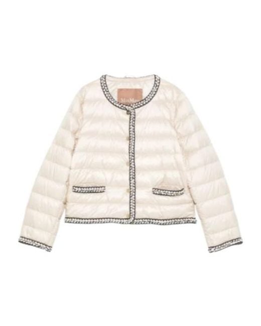 Max Mara Natural Long-Sleeve Buttoned Jacket