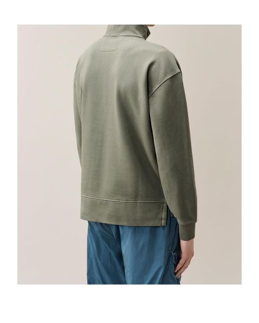 C P Company Green Lens-Detail Quarter-Zip Sweatshirt for men