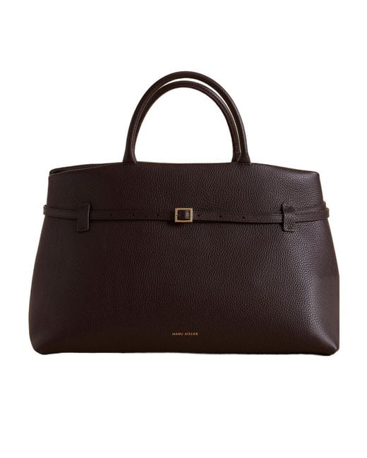 MANU Atelier Brown Buckle Detailed Top Handle Bag