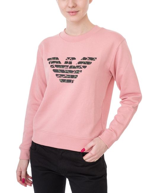 Emporio Armani Pink Round-Necked Logo Sweater