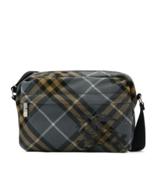 Burberry Black Checked Small Crossbody Bag for men