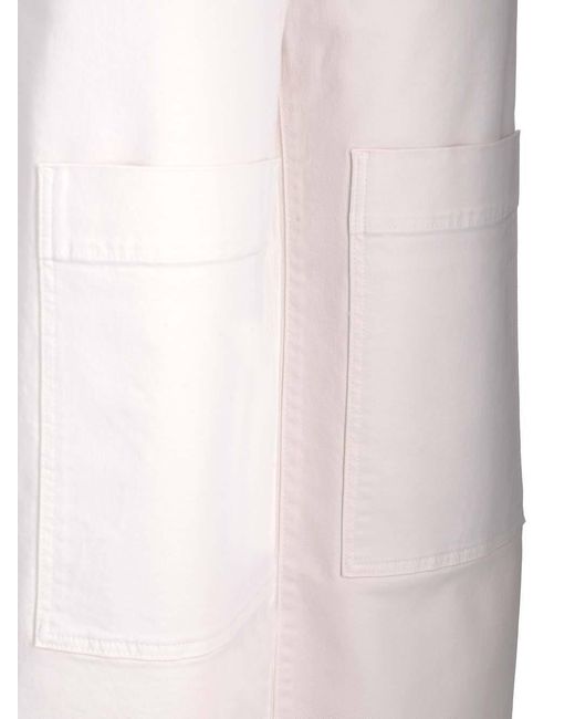 P.A.R.O.S.H. White Multiple-Pockets High-Waisted Trousers